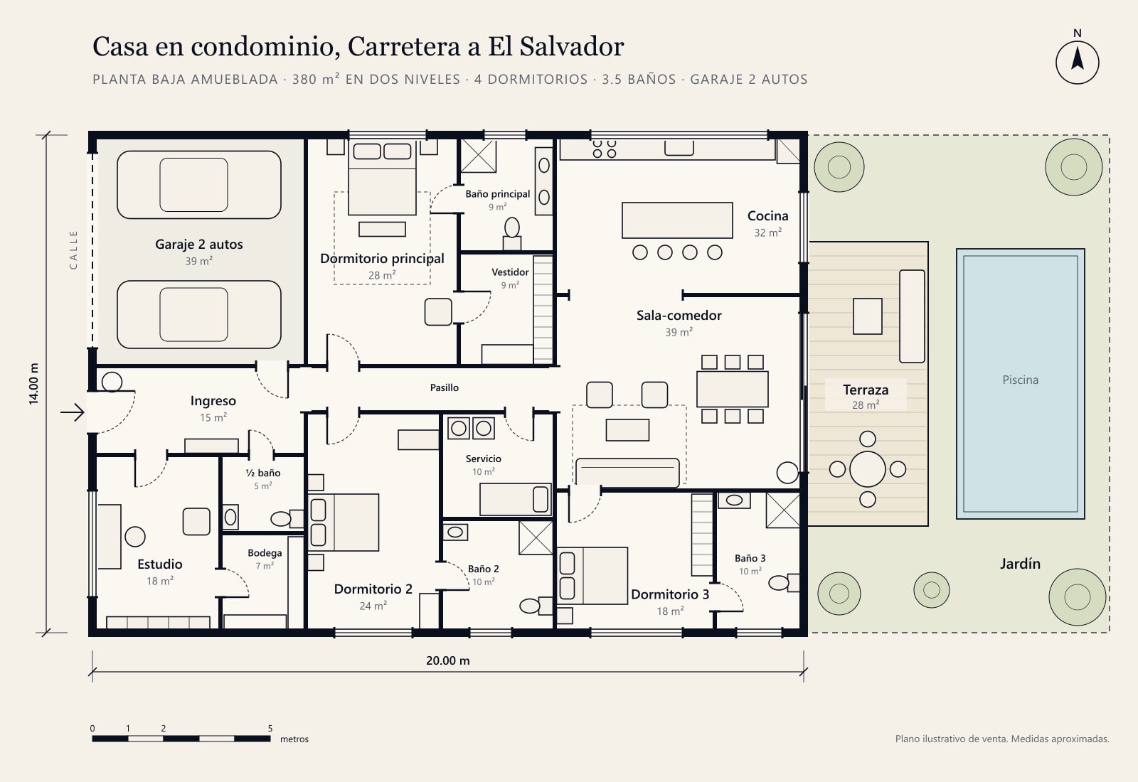 Plano de Casa en condominio, Carretera a El Salvador